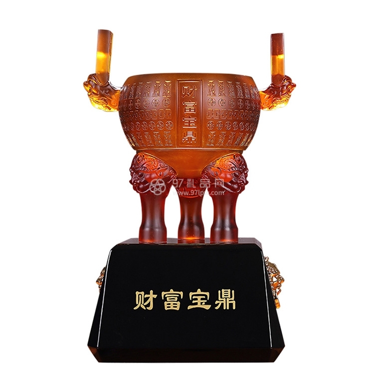 财富宝鼎琉璃摆件