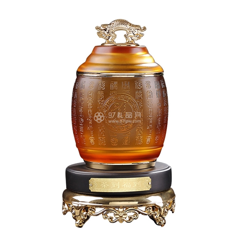 茶叶罐琉璃摆件