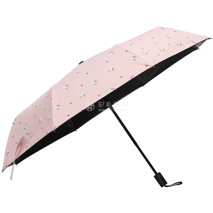 小清新折叠晴雨伞两用防晒遮阳太阳伞女神学生防紫外线黑胶 简约爱心