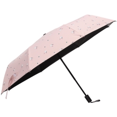 小清新折叠晴雨伞两用防晒遮阳太阳伞女神学生防紫外线黑胶 简约爱心
