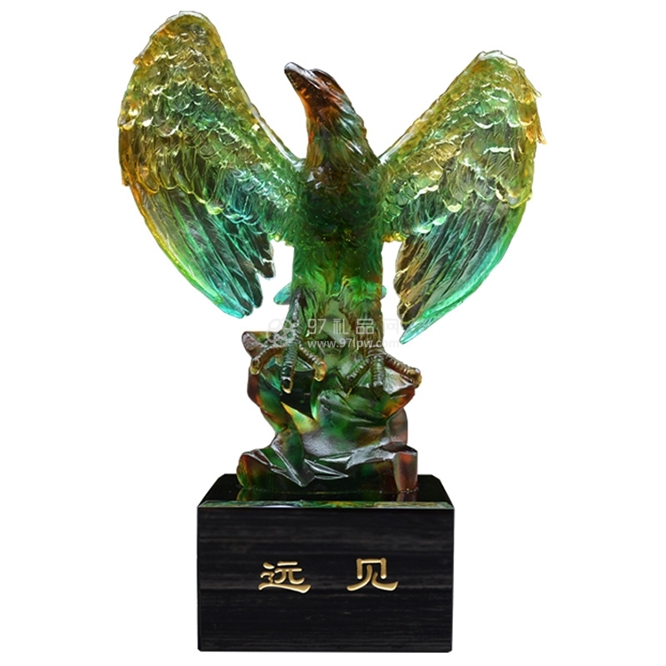 琉璃商务远见鹰摆件