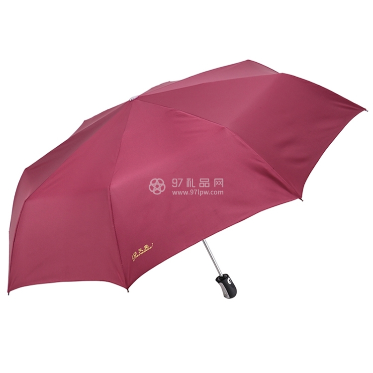碰击布黑胶三折自开收商务晴雨伞太阳伞