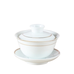 高白瓷金线 陶瓷旅行便携茶具