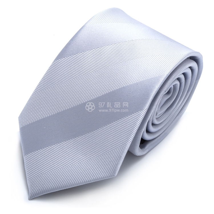 商务正装广州现货批发可定做韩版窄7cm银白色男士条纹领带LOGO定制