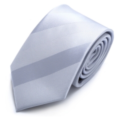 商务正装广州现货批发可定做韩版窄7cm银白色男士条纹领带LOGO定制