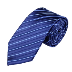 领带男商务正装深蓝色条纹金融职业领带7cm男式西装领带 logo定制