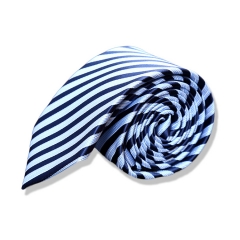 领带男商务休闲正装学生上班面试职业领带7cm蓝白色条纹logo定制