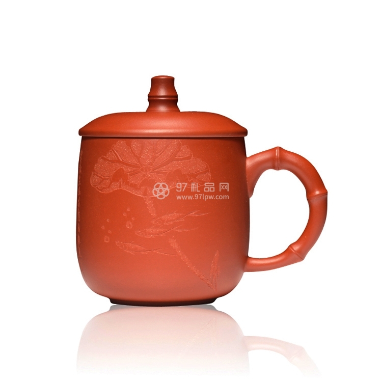 紫砂杯礼品茶具全手工刻荷花莲子茶杯订制