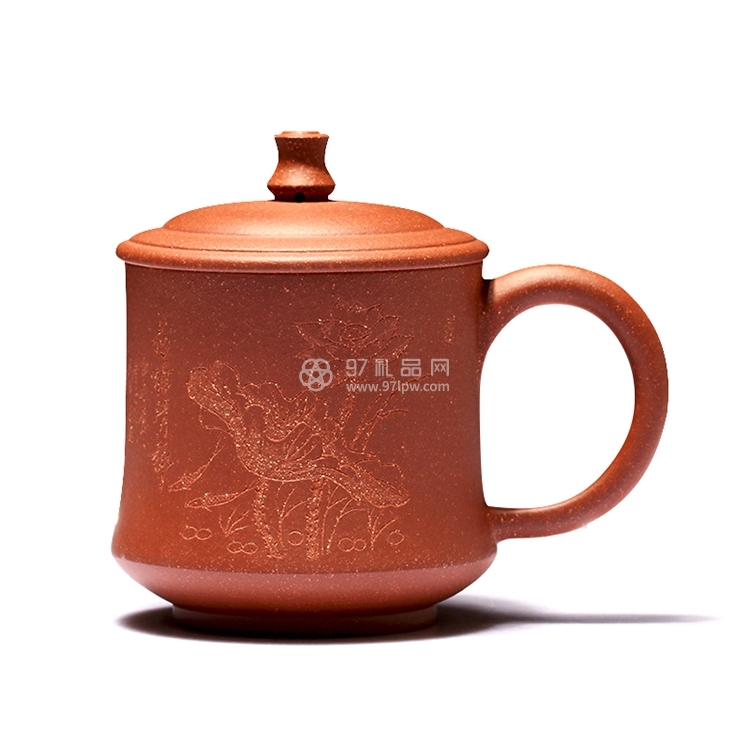 宜兴紫砂盖杯茶杯全手工订制LOGO