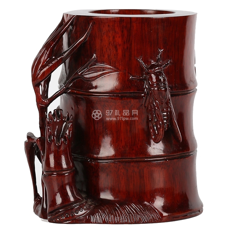 红木笔筒 工艺品木质笔筒