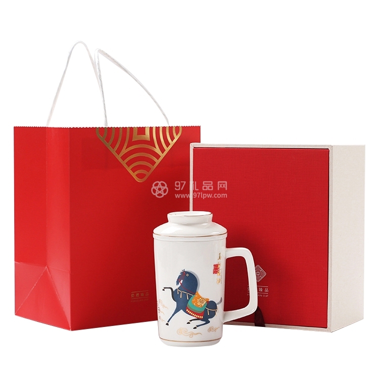 高档商务陶瓷茶杯过滤口杯