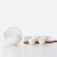 白瓷茶具套装陶瓷茶具茶壶茶漏套装创意定制LOGO图案品茗杯