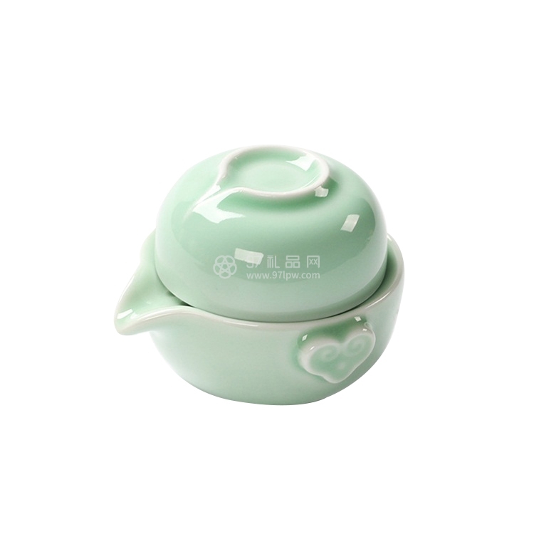 高档粗陶器陶瓷快客杯茶具一壶两杯便携旅行束口布袋礼品定制