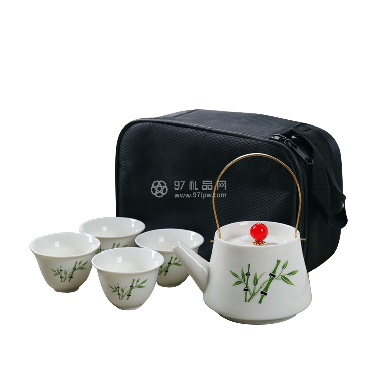 旅行茶具套装 羊脂玉瓷 一壶两杯 一壶四杯 可印广告LOGO礼品
