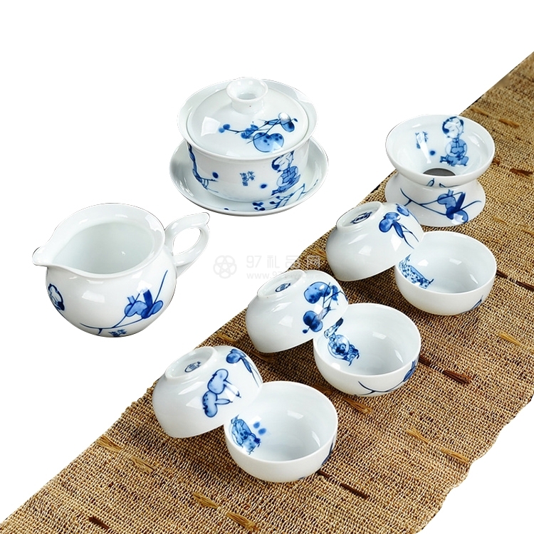 陶瓷青花功夫茶具 高档礼品茶具套装定制