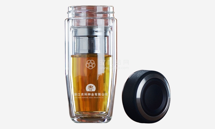 农科种业玻璃杯定制案例双层玻璃杯办公杯