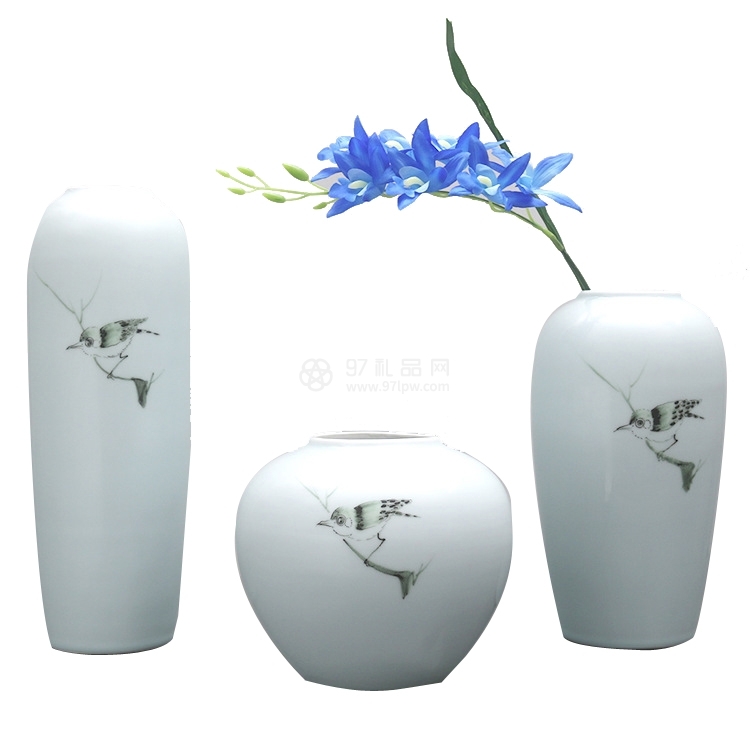 清茗居批发创意摆件简约现代家居工艺品景德镇手绘陶瓷花瓶花器logo定制