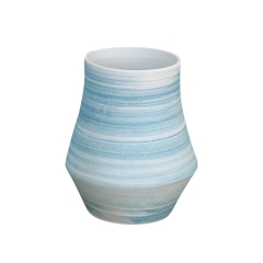 景德镇陶瓷花瓶套装 客厅摆件工艺品 蓝色螺纹陶瓷两件套花瓶摆件logo定制