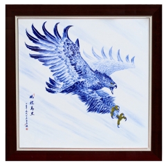 手绘鹏程万里瓷板画景德镇中式陶瓷画客厅办公室挂画背景装饰画logo定制