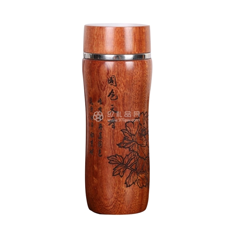 新款红木保温杯套装 礼盒装木质水杯 精美手工雕刻礼品杯logo定制