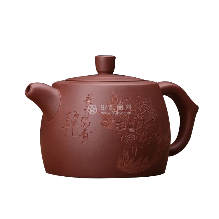 井栏紫砂壶新品花开富贵壶