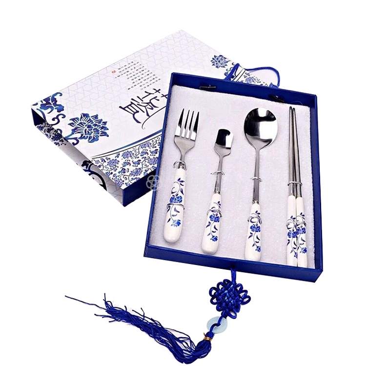 青花瓷餐具四件套 可定制LOGO