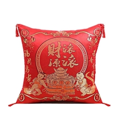 中国红锦缎抱枕 办公靠垫家居沙发靠枕 抱枕 可定制logo