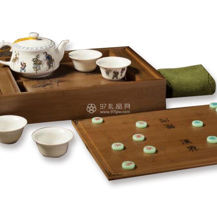 万春和乐在棋中套装 定窑白茶具
