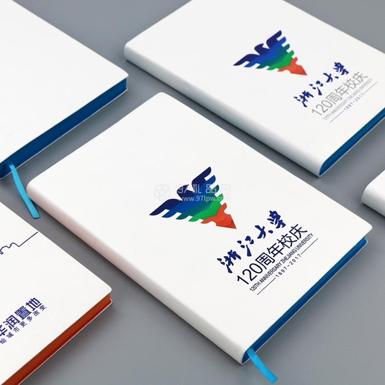 白色布纹彩边加厚企业商务会议礼品笔记本