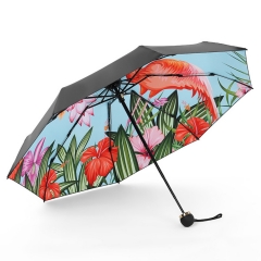 太阳伞超轻小清新防晒防紫外线火烈鸟遮阳晴雨两用迷你五折口袋伞