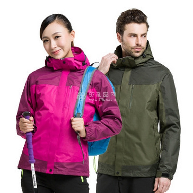 户外加绒两件套可拆卸三合一登山服 冲锋衣 可定制LOGO