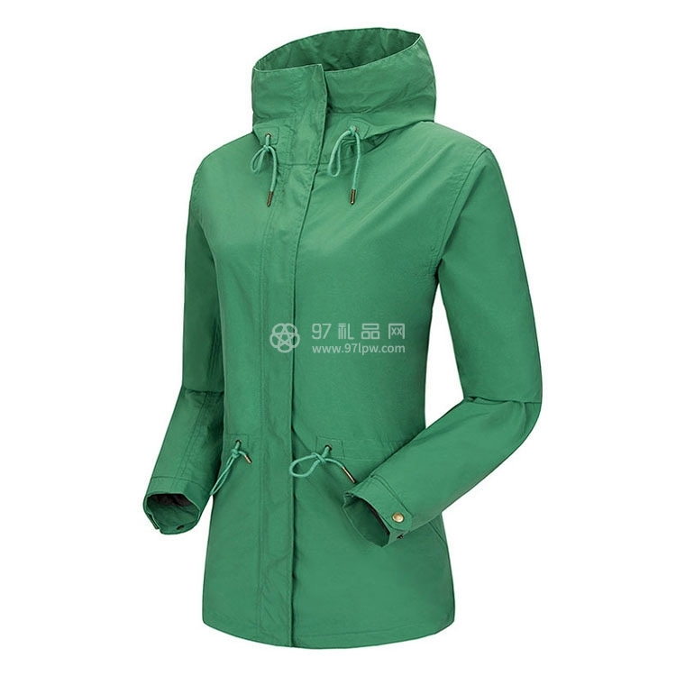 女士中长款修身秋冬季新款登山徒步防风冲锋衣  可定制LOGO