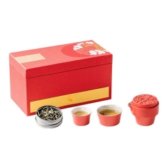 陆宝 中秋茶具礼盒搭配茶叶 陶瓷茶具加白茶
