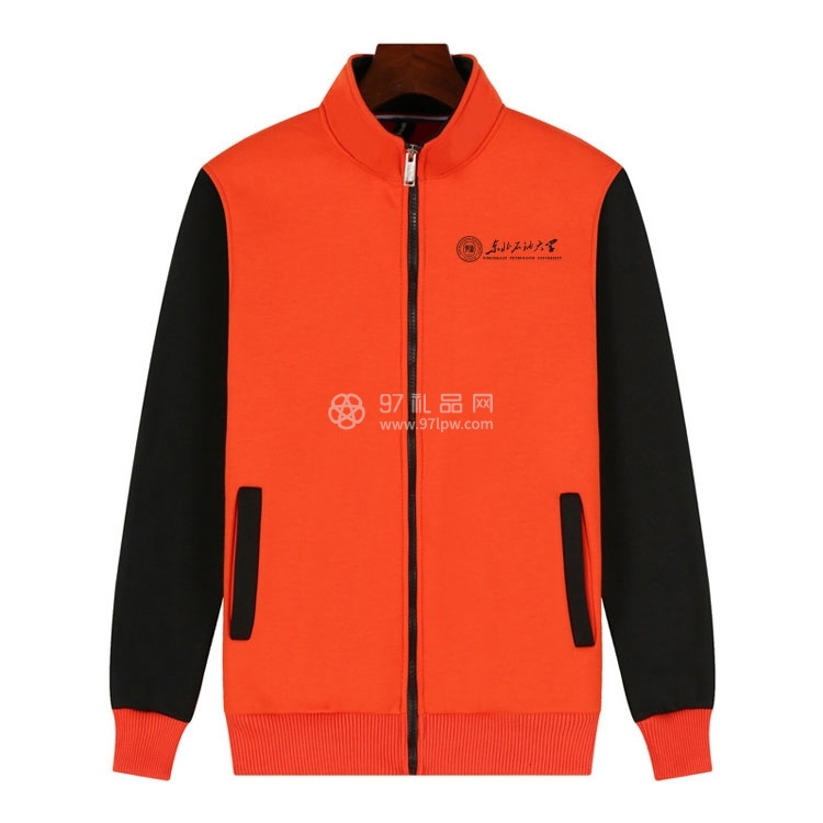 长袖棒球服摇粒纯色卫衣外套定制