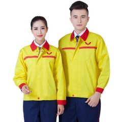 中石油黄色长袖工作服 防静电 工作服套装可定制logo