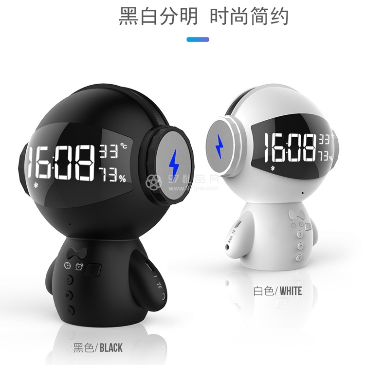 爆款M100创意机器人时钟蓝牙音箱私模电子礼品